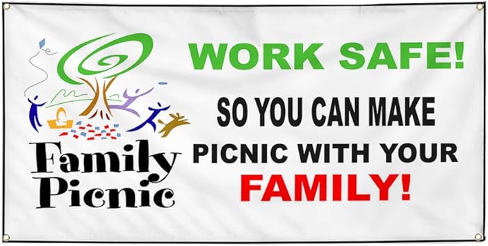 Amazon Com Vinyl Banner Sign Family Picnic Work Safe White