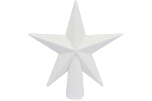 YYCRAFT Glitter Star Tree Topper Christmas Decoration-6 Inch,White