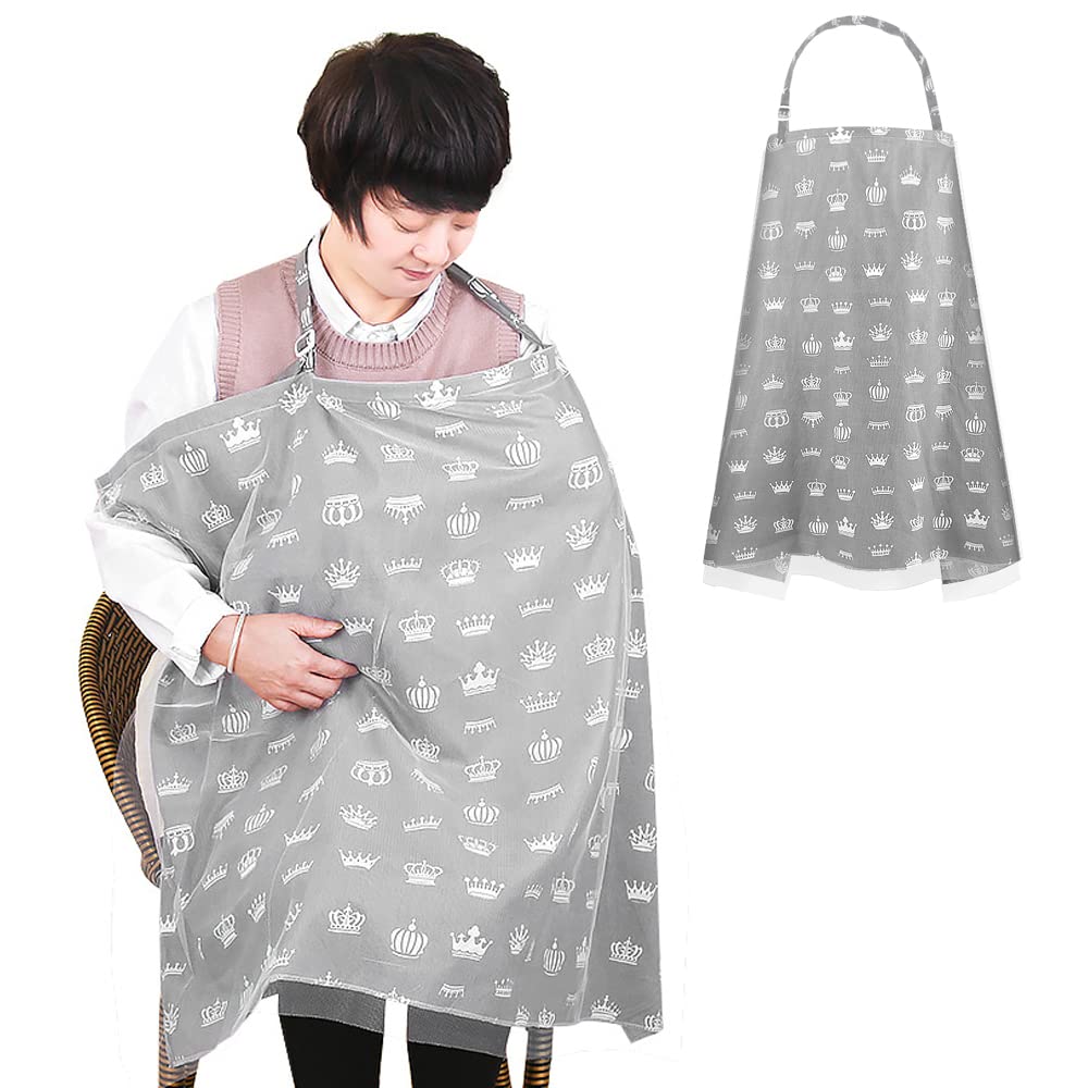 DZOZO Breastfeeding Cover Large Nursing Cover Breastfeeding Shawl Apron Breathable Cotton Nursing Cover with Adjustable Strap Soft Boned Nursing Cover Breastfeeding Cover Up Nursing Apron