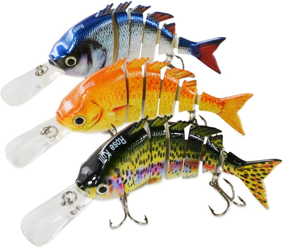 Rose Kuli Fishing Lures Lifelike Bass Lures Multi Jointed Swimbaits Slow Sinking Hard Bait Fishing Tackle Kits