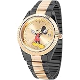 Disney Mickey Mouse Moving Hands Watch for Women, Classic Mickey Watch, Fun Animated Hands, Stylish Women's Mouse Watches Fans – Gold Dial, Stainless Steel Bracelet