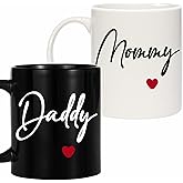 ZingSurp Mommy Daddy Coffee Mug Set for Expecting Parents – Pregnancy Announcement Mugs for New Parents, Baby Shower Gifts for Mom and Dad