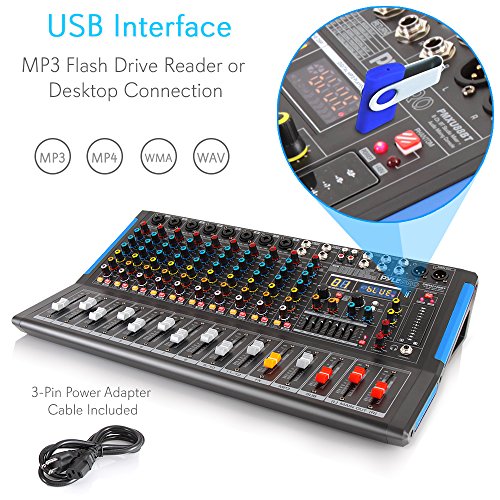 Pyle 12Channel Bluetooth Studio Audio Mixer DJ Sound Controller