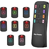 Key Finder Locator Tags, Lost Remote Finder Make Noise, TV Remote Control Finder with Sound 8 Receivers 85DB Beeper LED Light Wireless Item Tracker Locators Find Keys Device for Wallet Pets Gift
