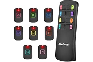 SEGAUIN Key Finder Locator,Wireless RF Item Locator with Letters Key Tracker with 85DB Loud Beeping Sound and 115 Feet Remote Control 8 Receivers Anti-Lost Tags and Keychains