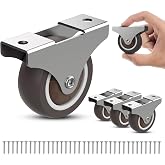 Fixed Caster Wheels 2 Inch Rigid Furniture Wheels Low Profile 4PCS | 2 Inch Fixed Caster Wheels; 55 LBS Each; Quiet TPR Wheels For Furniture Cabinets Drawers And Storage