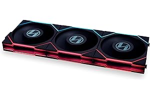 Lian Li UNI FAN TL LCD 120 Reverse Blade - Triple Pack - ARGB Fan - FDB bearing- Daisy-Chain Style - Dual Zone Lighting Effects- Black - with Controller - (12RTLLCD3B.US)