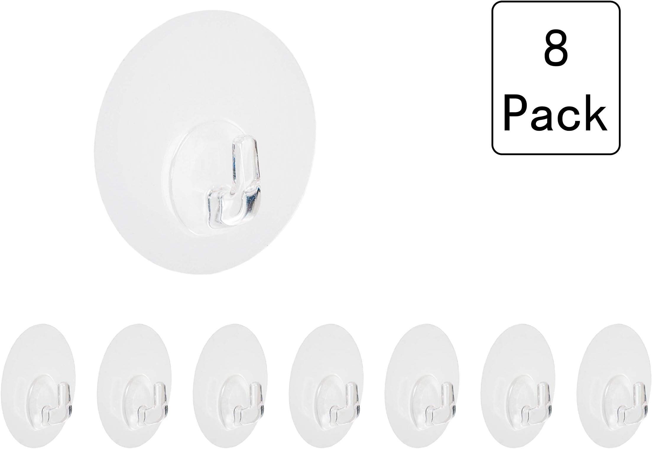 Wall Hooks Transparent Seamless Hooks, 6.6lb Max, Traceless Adhesive Hook: Waterproof and Oil Proof,Bathroom Kitchen,Office Self Adhesive Hooks (8 Pack)