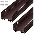 Lineshading 2 Sets Door Sweep Plastic PVC 1 3/4" Slide on Bottom Door Seal Strip for Weather Stripping Draft Blocker (Brown)