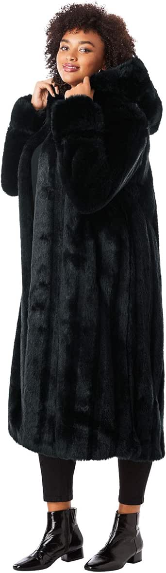 women's plus size coat with fur hood