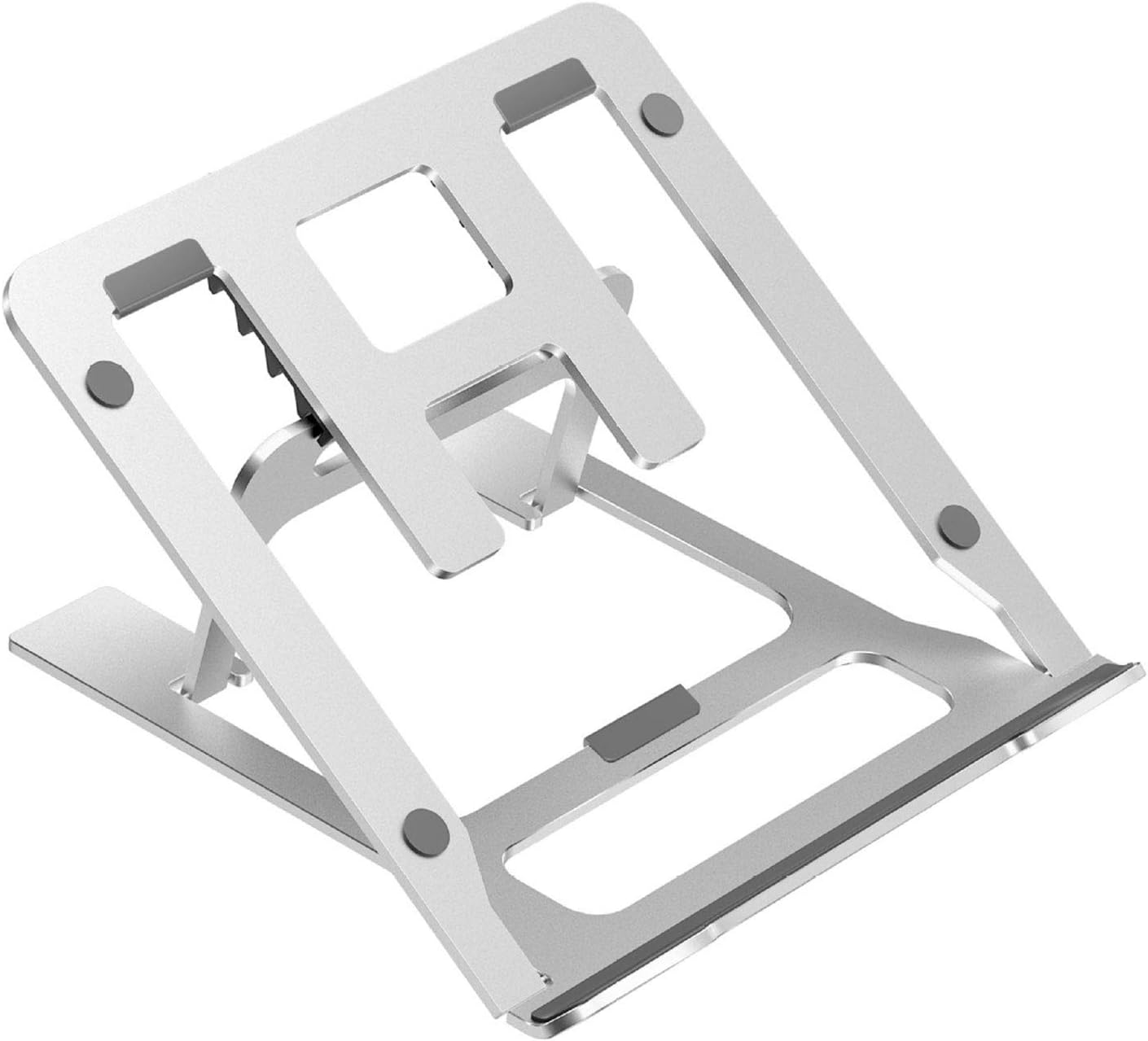 Ditucu Metal Laptop Stand for Desk, Folding Computer Table Tray Holder,Ergonomic Adjustable Height Riser Cooling Pad for PC Apple,Lenovo,HP, Dell, MacBook Pro Air 10 to 16 inch,Phone,Ipad (Silver)