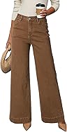 DOKOTOO Women's Casual High Waisted Jeans Stretch Button Wide Leg Loose Denim Pants with Pockets