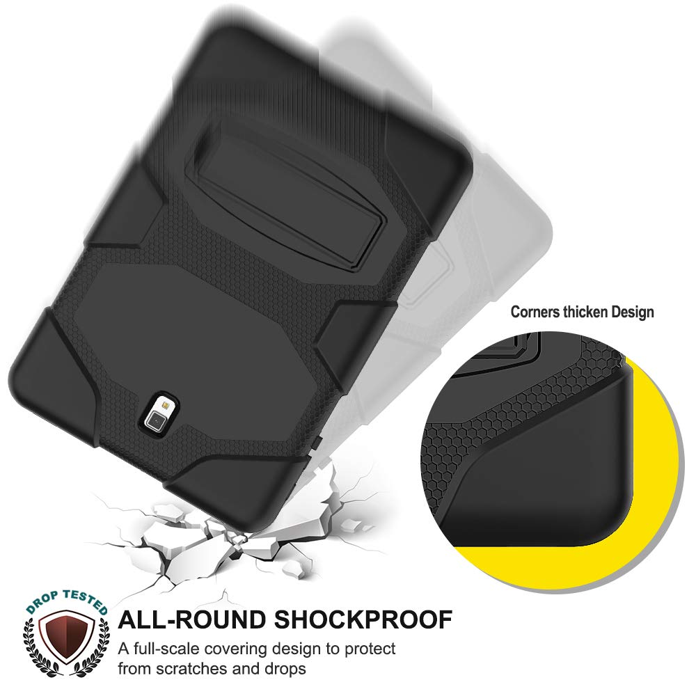 SXcase Galaxy Tab S4 10.5 Case with Stand, Heavy Duty Rugged Shockproof Silicone Hard Bumper Protective Case for Samsung Galaxy Tab S4 SM T830 2018 [Black]
