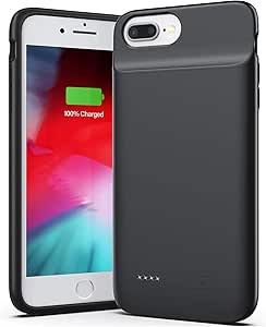 Swaller New Version Battery Case for iPhone 8 Plus 7 Plus 6/6s Plus, 5000mAh Slim Charger Case with Full Protection, Add 120% Battery Life, Thin Charging Case Compatible iPhone 8P/7P/6(s) P(Black)