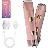FIONOFY 2-in-1 Bikini Trimmer for Women, Bikini Shaver with Dual Heads, Body and Facial Hair Removal, Cordless Rechargeable Electric Razors for Face Chin Pubic Underarm Legs, IPX7 Waterproof, Pink