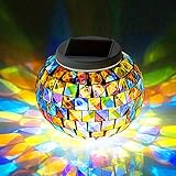 Pandawill Mosaic Glass Solar Powered Table Light,Waterproof Glass Ball Led Light With Color Changing For Outdoor Lawn ,Yard,Festival Decorations