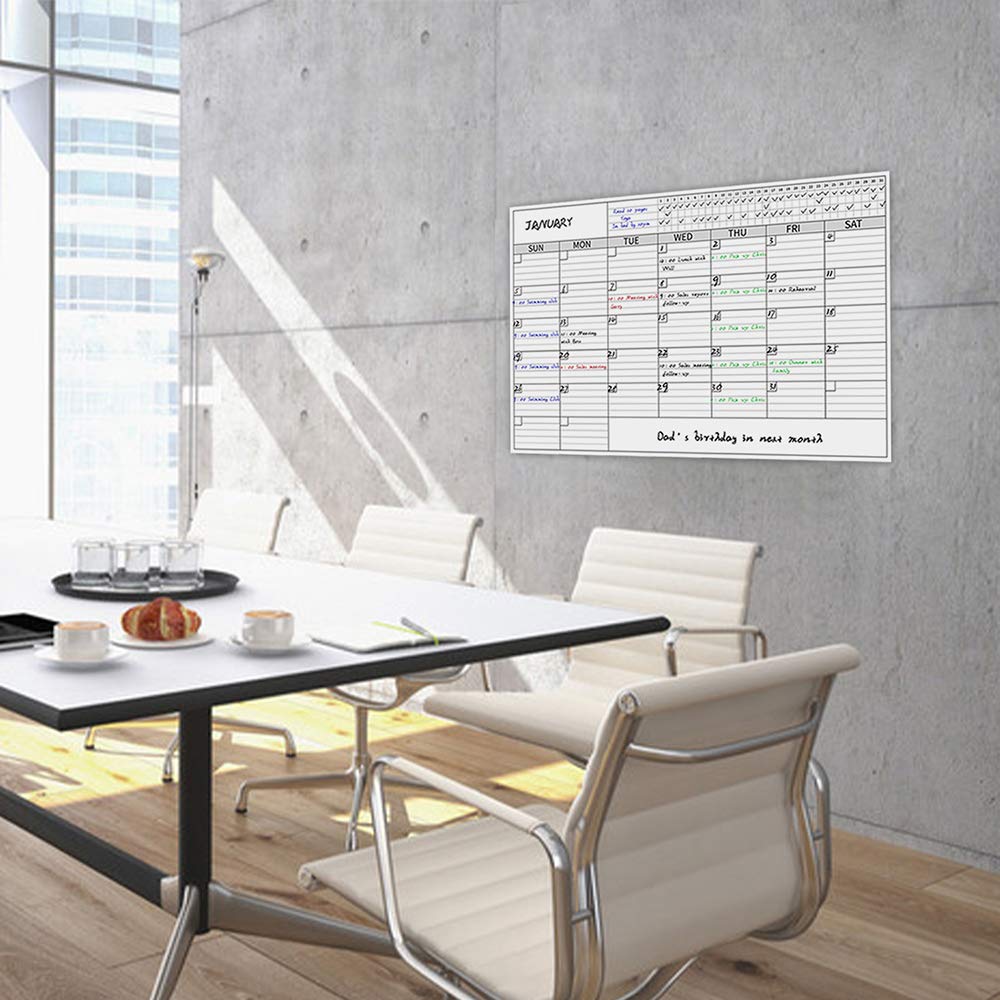 Premium Nano Erase Film Wall Calendar with Goal Tracker - Large 24\