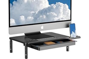 UPGRAVITY Height Adjustable Monitor Stand, Desktop Monitor Riser with Storage for Office, Computer Monitor Stand Riser with Drawer for Multi Media PC Storage Laptop