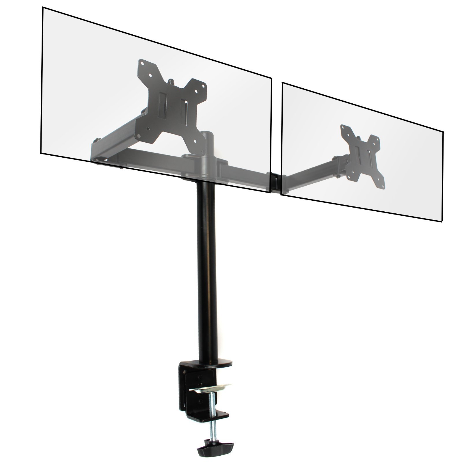 Dual Monitor Desk Mount for 13–27" Screens – Full Motion VESA Stand with Adjustable Arms, 360° Rotation, 180° Tilt & Swivel – Height Adjustable Clamp Mount | M&W