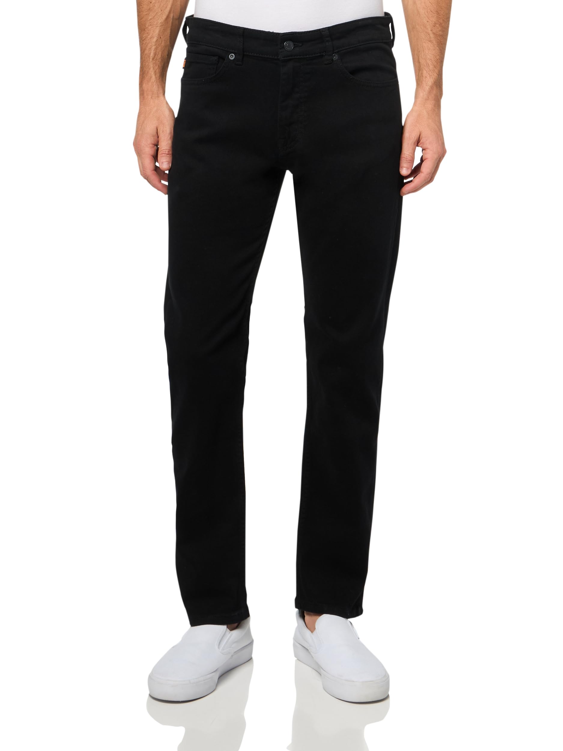 Photo 1 of BOSS, Delaware BO Black Comfort Cotton Slim Fit Jeans, Dark Black, 35 32