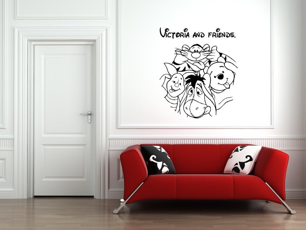 Personalised Winnie the Pooh and friends Piglet, Eeyore and Tiger wall sticker for child bedroom, Winnie the Pooh wall decal.
