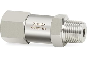 ChillWaves 304 Stainless Steel In-Line Split Check Valve 1/8" NPT Male x 1/8" NPT Female Thread, One-Way Non-return Check Val