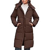 Flygo Long Winter Coats for Women Hooded Puffer Coat Jackets Thickened Midi Long Sleeve Zip Down Parka Outerwear