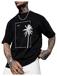 GORGLITTER Men's Crewneck T Shirt Letter Graphic