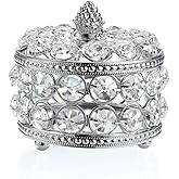 Hipiwe Crystal Mirrored Jewelry Box Jewelry Trinket Organizer Box Home Decor Ring Earrings Necklace Storage Holder Keepsake Box