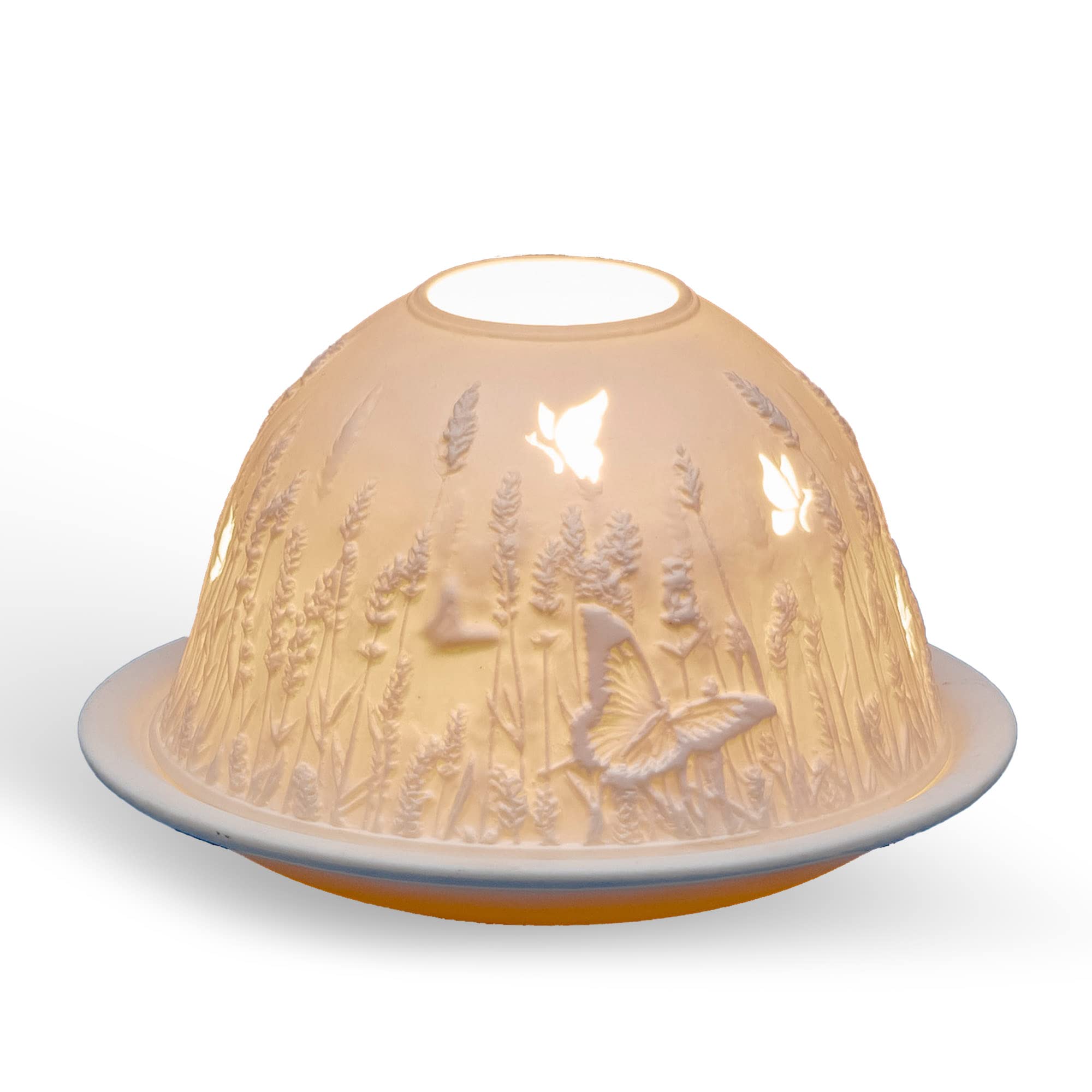 White Porcelain LAVENDER Tealight Candle Holder 3inch, LD14116A