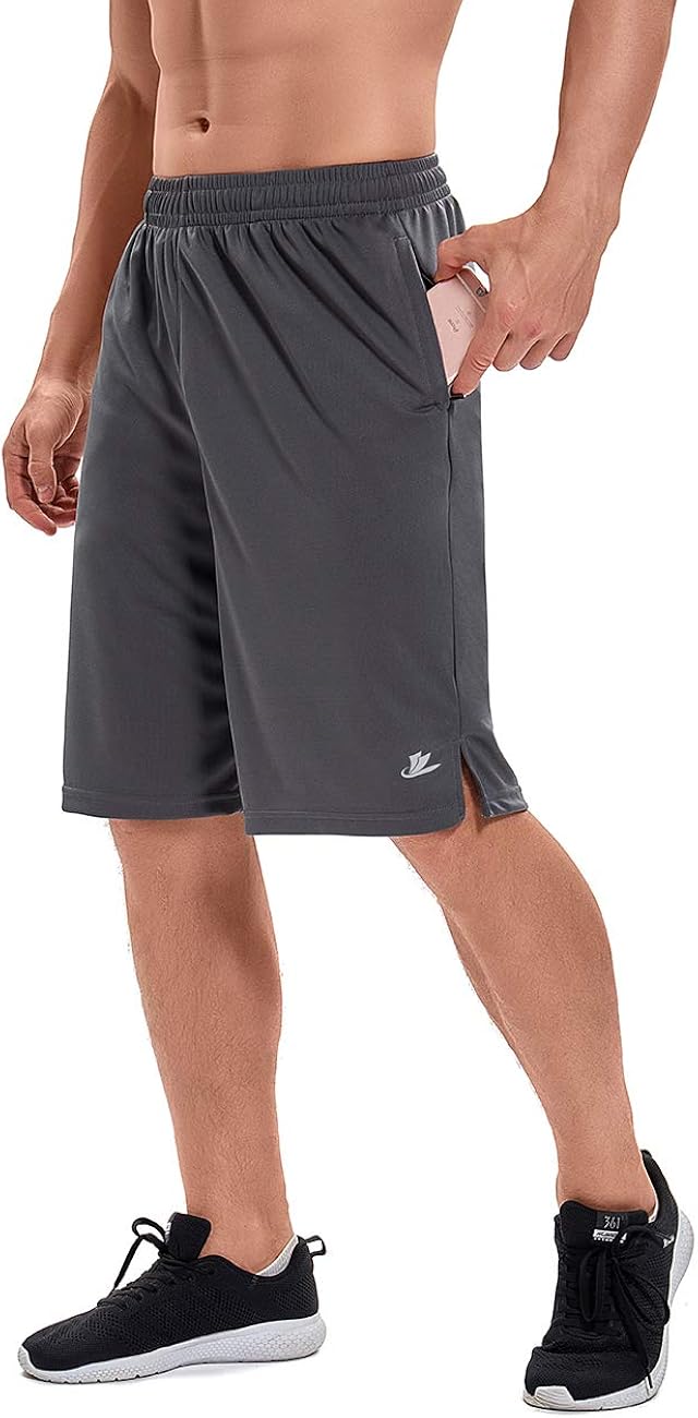 Devoropa Men's Athletic Basketball Shorts Loose-Fit Performance Sports Workout Shorts Zipper Pockets: Clothing