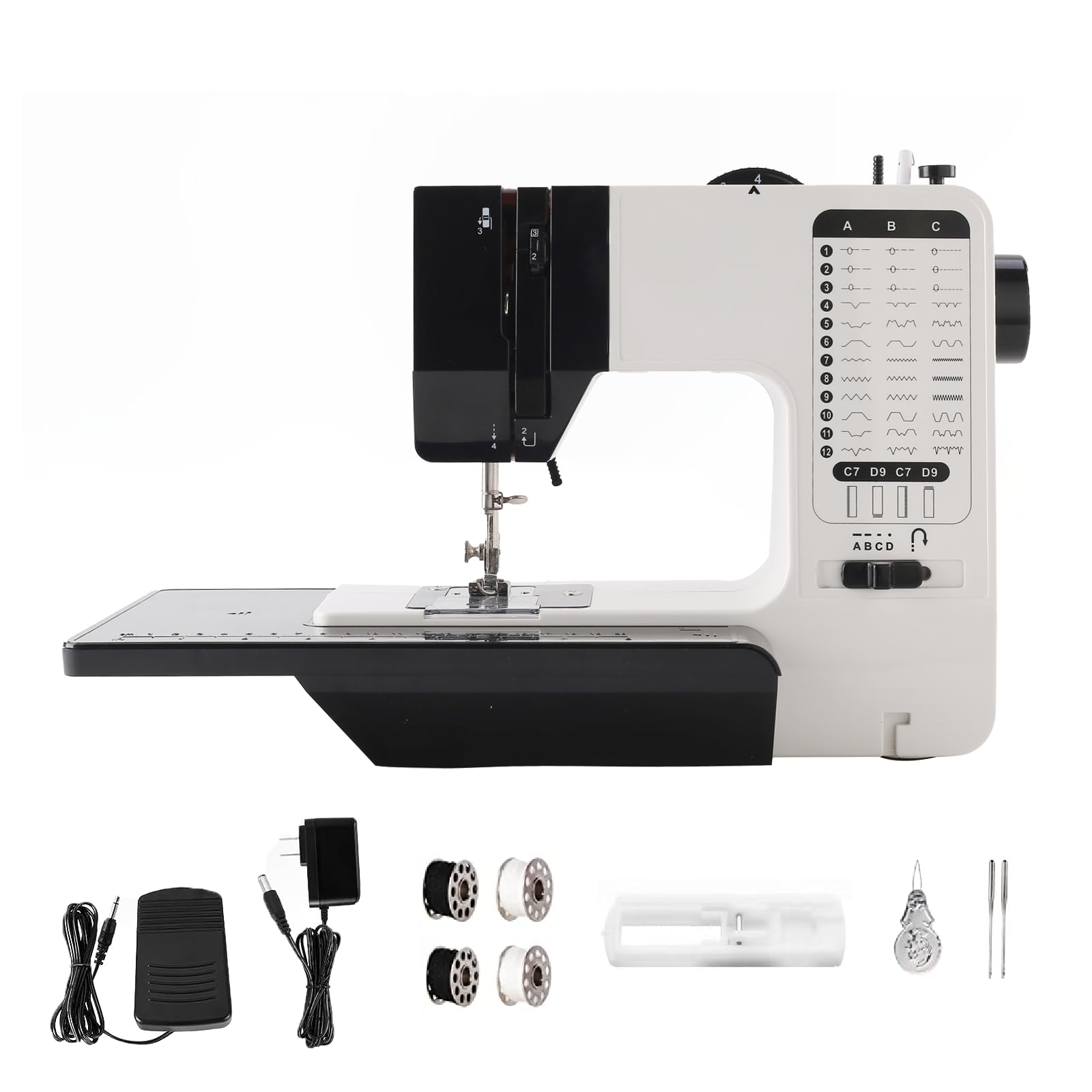 Buart Portable Powerhouse Sewing Machine: 38 Stitch Functions,Dual-Speed, Reverse Stitching, and Foot Pedal Portable Sewing Machine with Extendable Work Table, – Perfect for Beginners