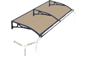 GGNEBAI Door Awning Window Canopy Exterior,40x80IN Awnings for Doors Polycarbonate Cover Patio Door Awning UV Rain Snow Sunlight Protection Solid Sheet Aluminum Bracket with Separate Drainage Sink