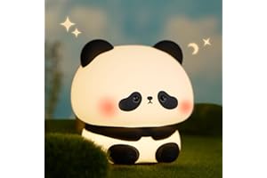 FAMIDUO Panda Night Light, Cute Panda Gifts, Squishy Dimmable Led Panda Lamp, Kawaii Big Head Panda Desk Decor, Bedroom Rechargeable Bedside Touch Soft Silicone Lamp for Baby Kids Sleep, Boy Girl Gift