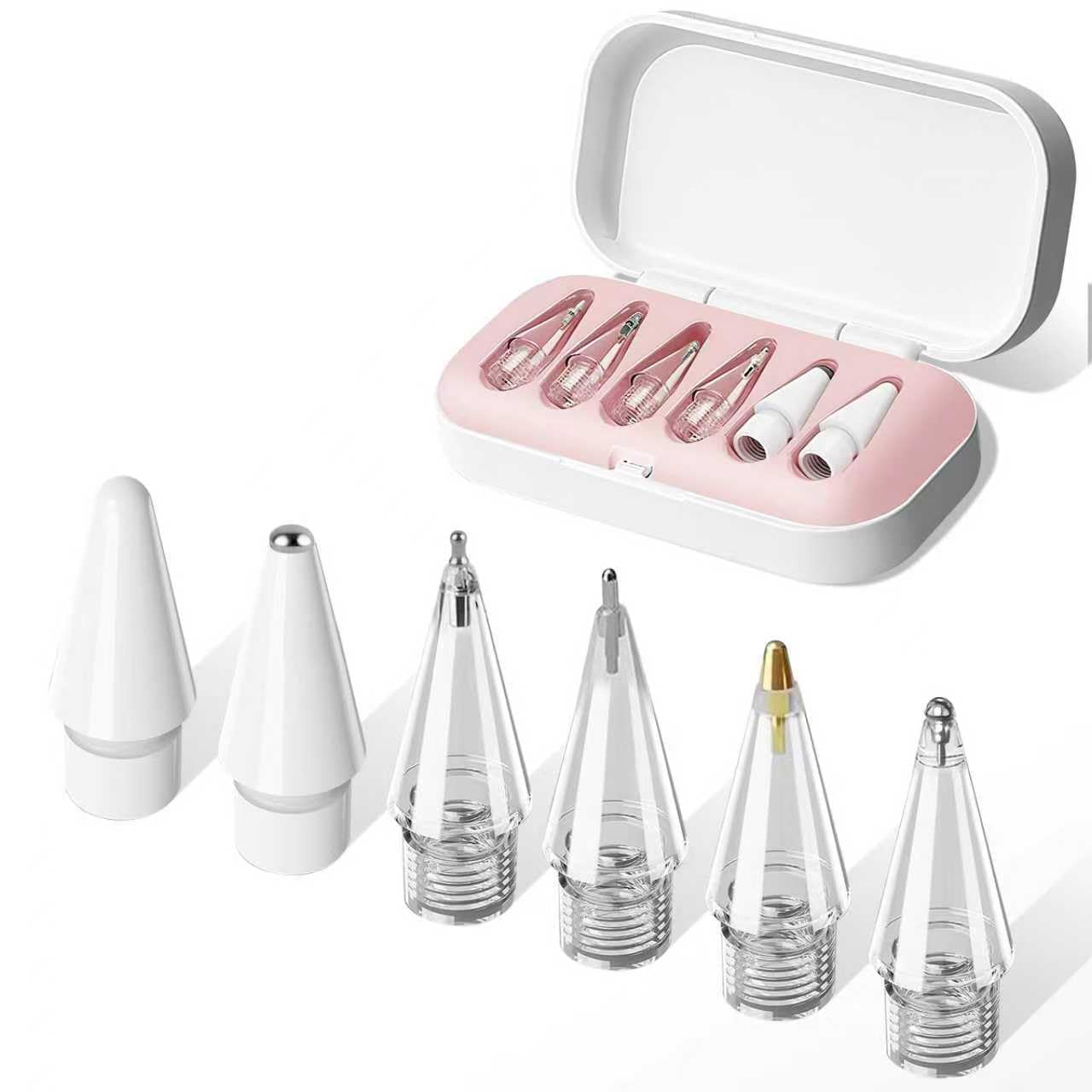 Replacement Tips for Apple Pencil Pro/2nd Gen/1st Gen/USB C, 6 Pack Apple Pencil Tips with Storage Case, Precise Control iPad Pen Tip, iPad Pro Pencil Tip Sets, Apple Pen Tip Sets (Pink1)