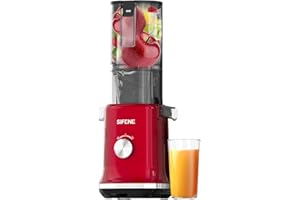 SIFENE Whole Fruits Cold Press Juicer Machines, 4.3-inch (110mm) Powerful Wide Mouth Slow Masticating Juicer with Large Feed Chute for Vegetables and Fruits, Easy to Clean, Red