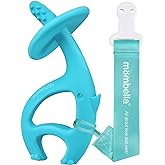 Baby Teething Toys for Babies 3-12 Months with Attachment to Clip, Mombella Elephant Baby Teether Toys 6 Month Old, Soft Silicone Infant Chew Toy 9 Months Teething Relief, Ideal Newborn Gifts, Blue