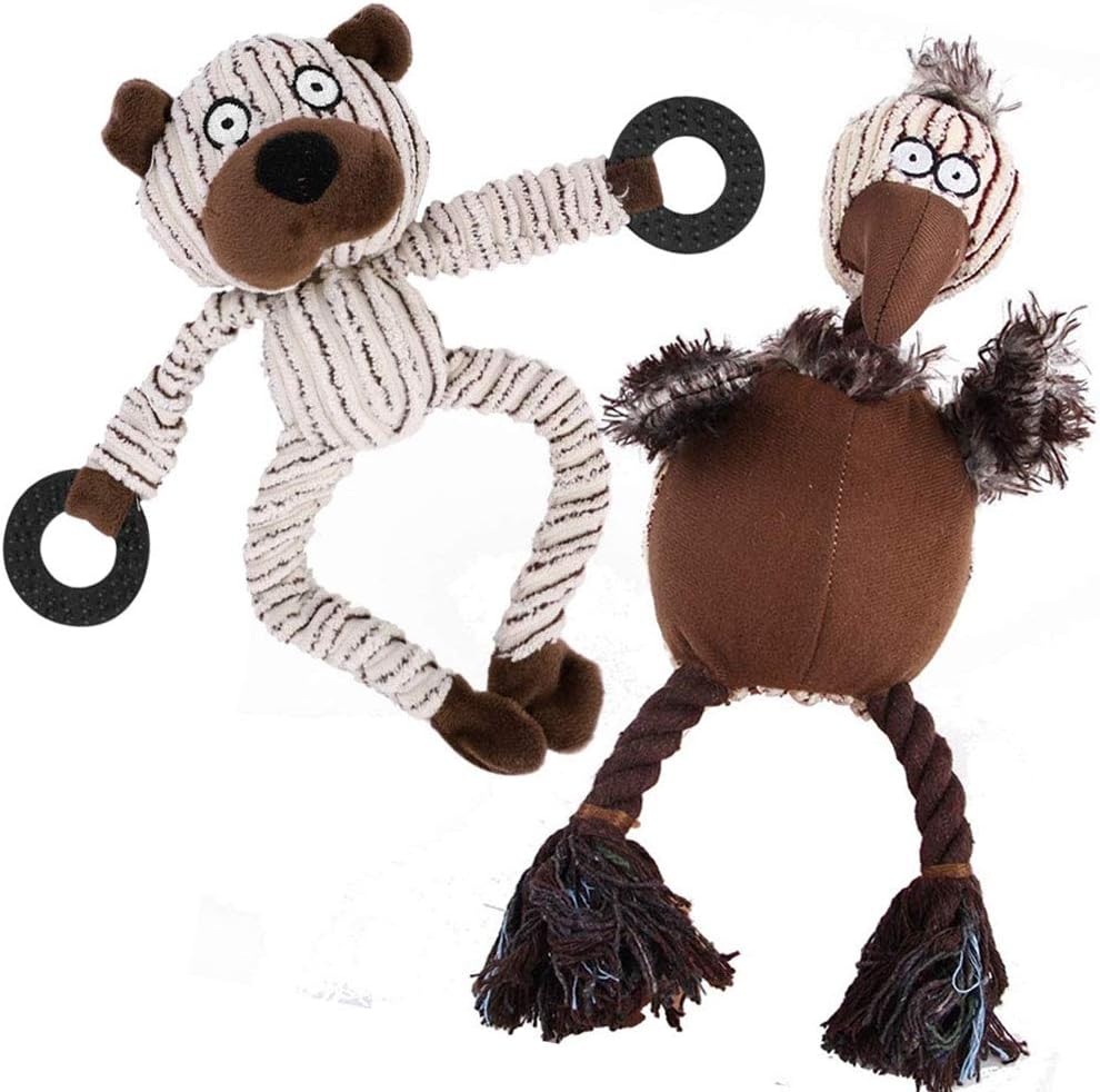 onebarleycorn - 2 Pack Dog Squeaky Toys,Durable Plush Dog Chew Toys Set Crinkle Dog Toy for Small, Medium and Large Dogs