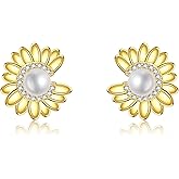 Sunflower Earrings Studs S925 Sterling Silver Sunflower Earrings Jewelry for Women Gift