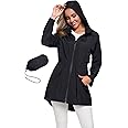 Avoogue Women's Long Raincoat with Hood Outdoor Lightweight Windbreaker Rain Jacket Waterproof