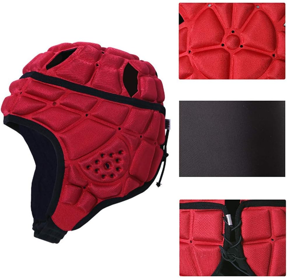 MElnN Kids Rugby Helmet, Goalkeeper Soft Shell Head Guard with Adjustable Chin Strap & Rear Elastic Rope for Reduce Impact Collision Protection