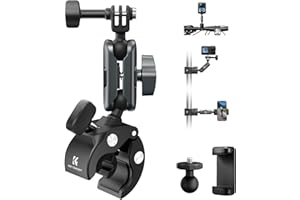 K&F CONCEPT Bike Handlebar Mount with 360° Dual Ball Head, Super Clamp Camera Mount with Action Camera Adapter, Motorcycle Mo
