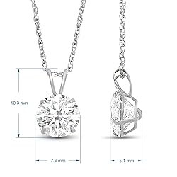 Jewelili 10K White Gold Solitaire Pendant Necklace