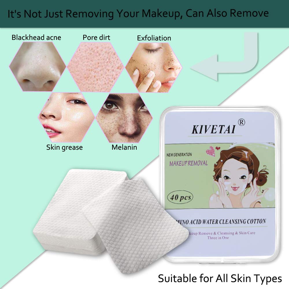 Cleansing Cotton, 80Pcs Non-woven Makeup Remover Cotton Pads Multi-purpose Makeup Remove Wipes Face Cotton Squares Pad Cotton Makeup Remover
