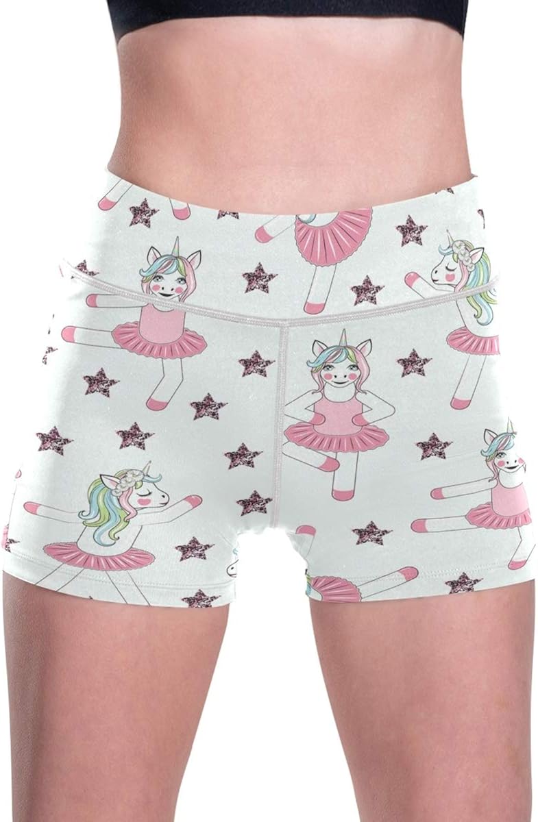 Yoga Shorts for Women, Cute Unicorn Ballerina Women�s