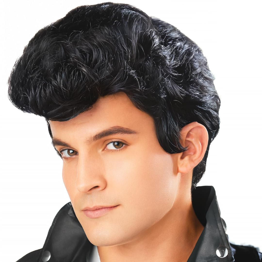 Photo 1 of Seasons 50's Greasers Style Black Wig, 3 inches Novelty Rock Star Cosplay Accessory for Adult