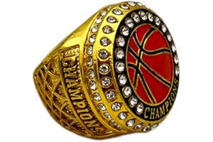 GENERIC Discount Sports Rings, ROUND BASKETBALL CHAMPIONSHIP RING — GOLD, PAINTED BALL, Player Rings 19-8