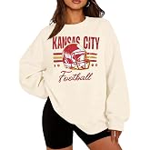 Football Sweatshirt Women Game Day Sweatshirts Oversized Graphic Pullover | Women's Game Day Outfits with Team Letter Prints, Football Team Fans Tops, Sunday Funday Long Sleeve Pullover Top