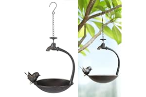 SMQLJXC Antique Cast Iron Faucet Hanging Bird Bath, Outdoor Bird Bath, Bird Feeder Seed Tray Garden Yard Decor