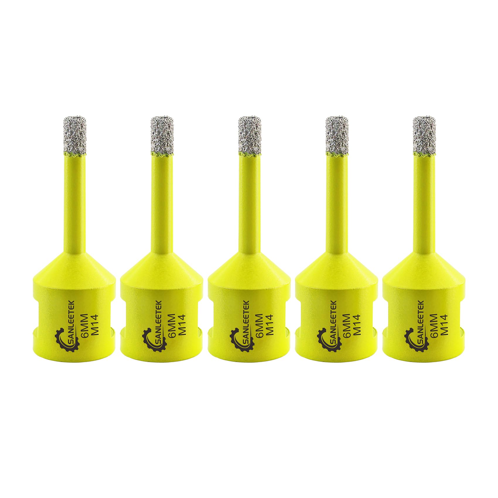 Diamond Tile Drill Bits 5pcs 6mm SANLEETEK Vacuum Brazed Diamond Hole Saw for Ceramic Porcelain Marble Granite M14 Thread